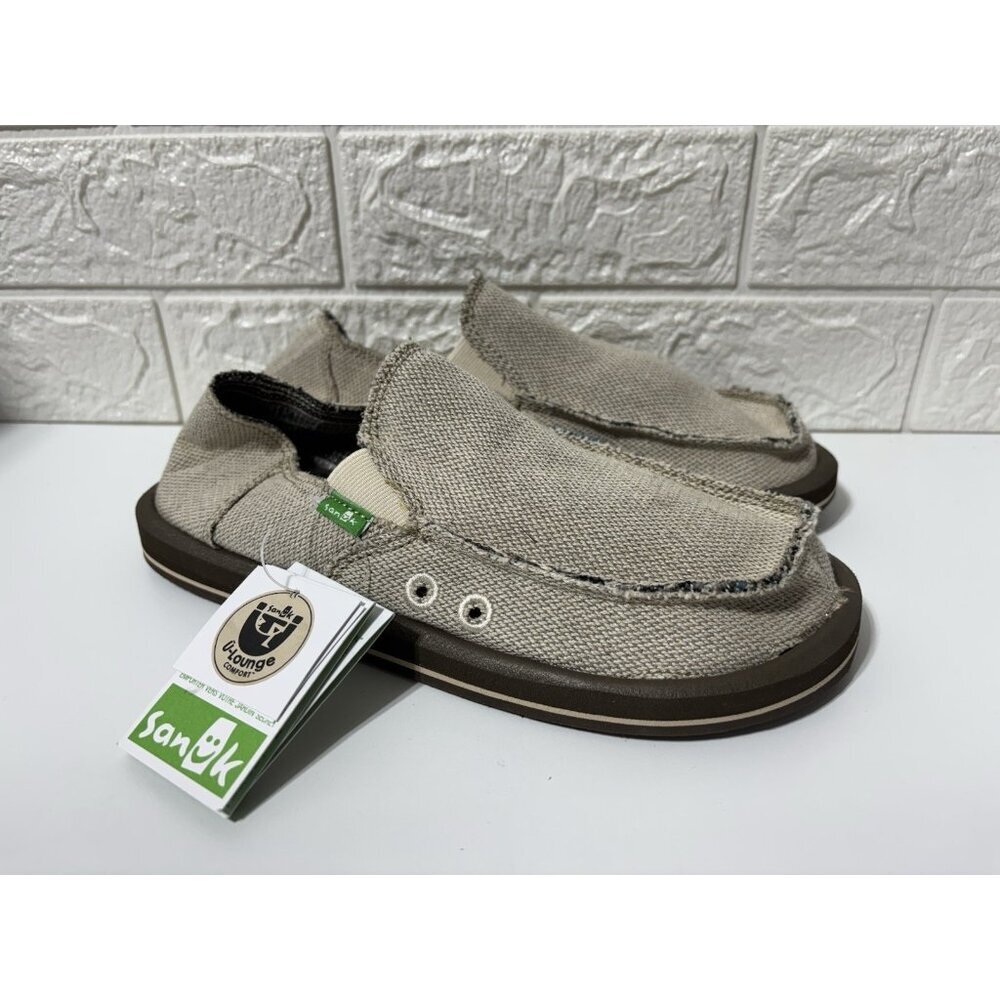 Sanuk SMF1010 Hemp Slip-On Loafer Shoes Natural Beige Men's 7